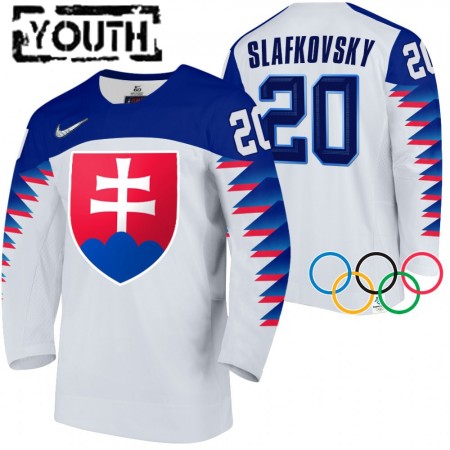Dresovi Slovačka Juraj Slafkovsky 20 2022 Winter Olympics Bijeli Authentic - Dječji Dresovi Slovačka Juraj Slafkovsky 20 2022 Winter Olympics Bijeli Authentic - Dječji